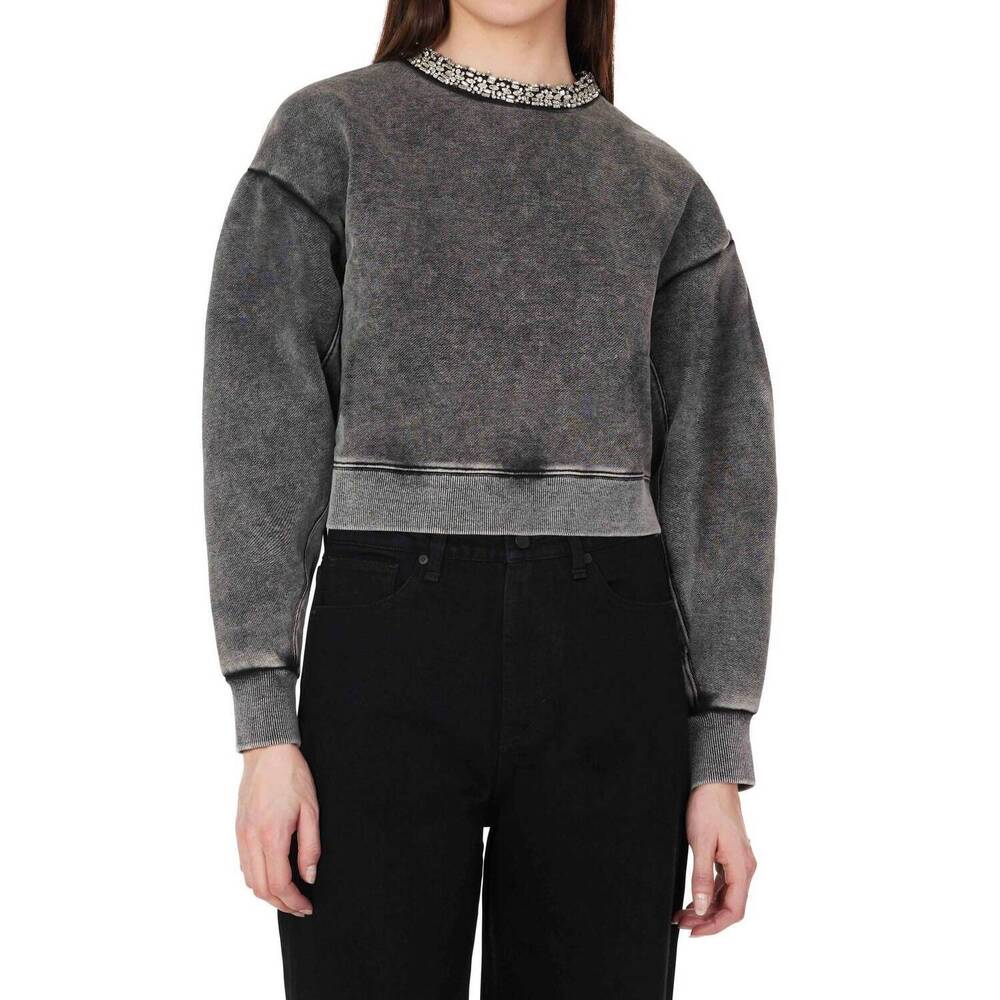 NEW HABITUAL embellished crew sweatshirt in acid grey